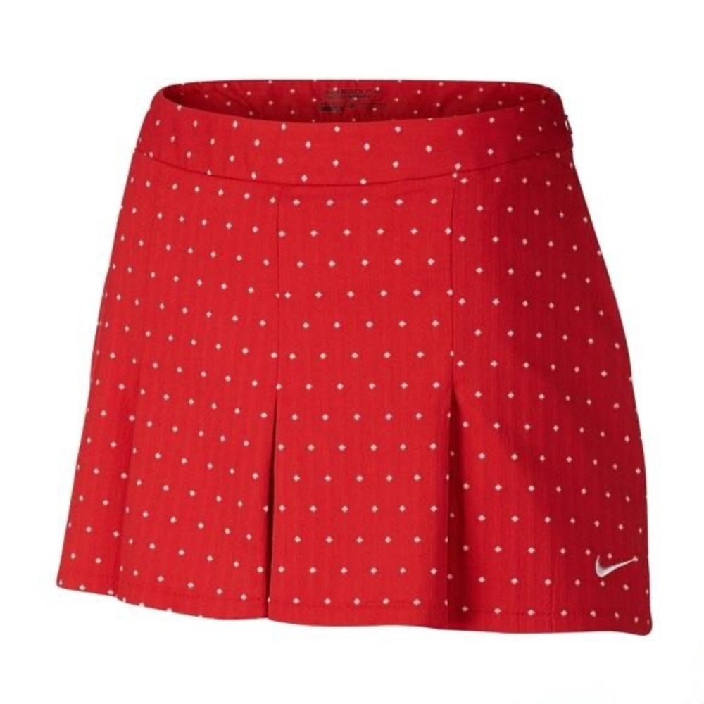Nike Golf Dri-FIT Red Polka Dot Pleated Skort Women Size 12 Tennis Skirt